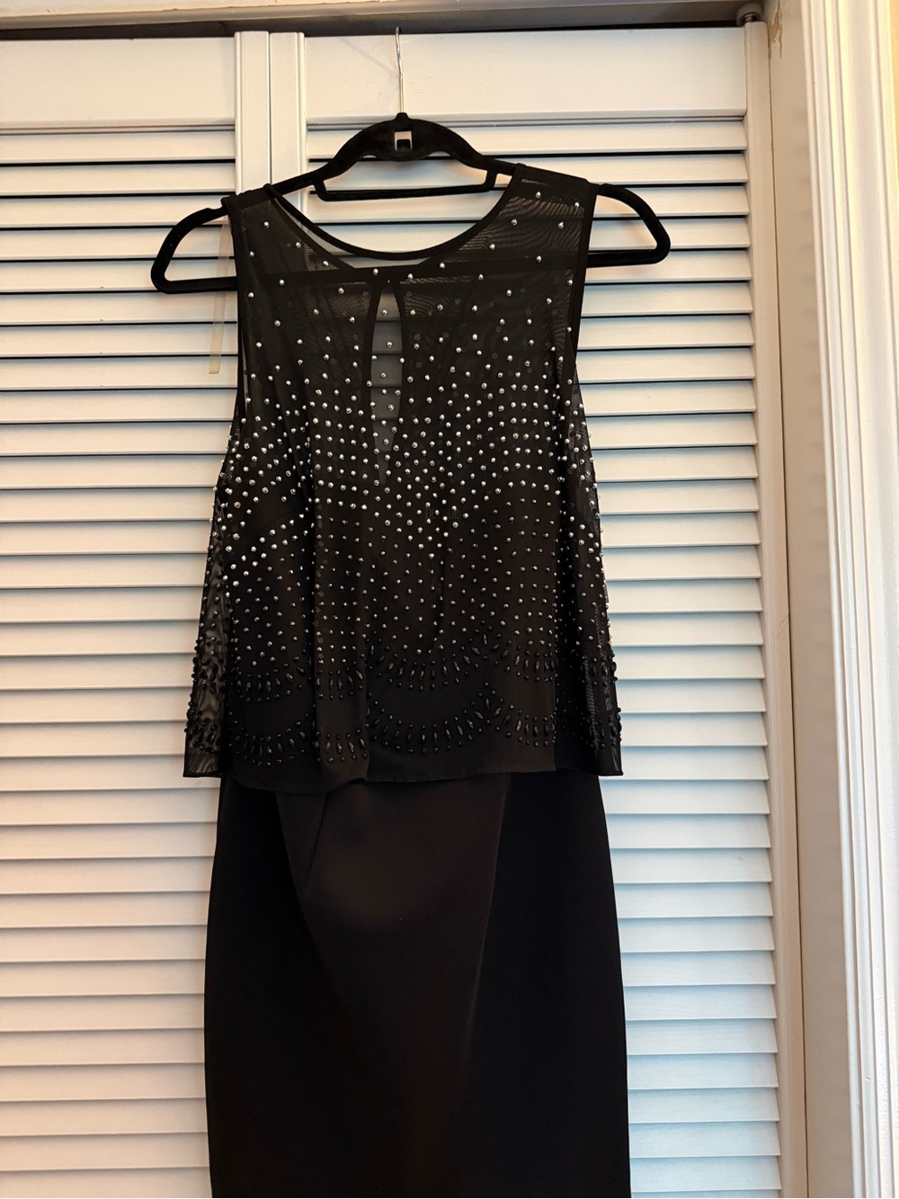 Decode Black & Silver Studded Mesh Overlay dress